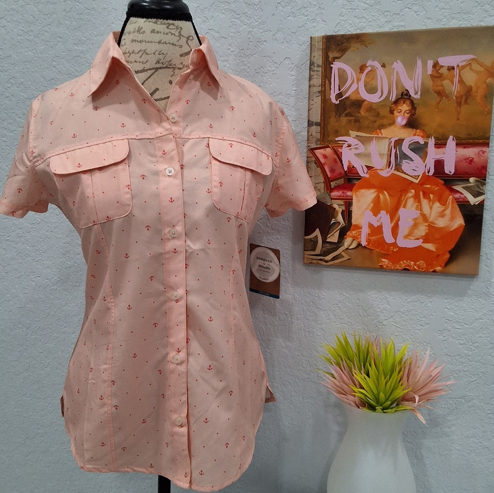 NWT - Magellan Outdoors Peach Button-Up Women's Top